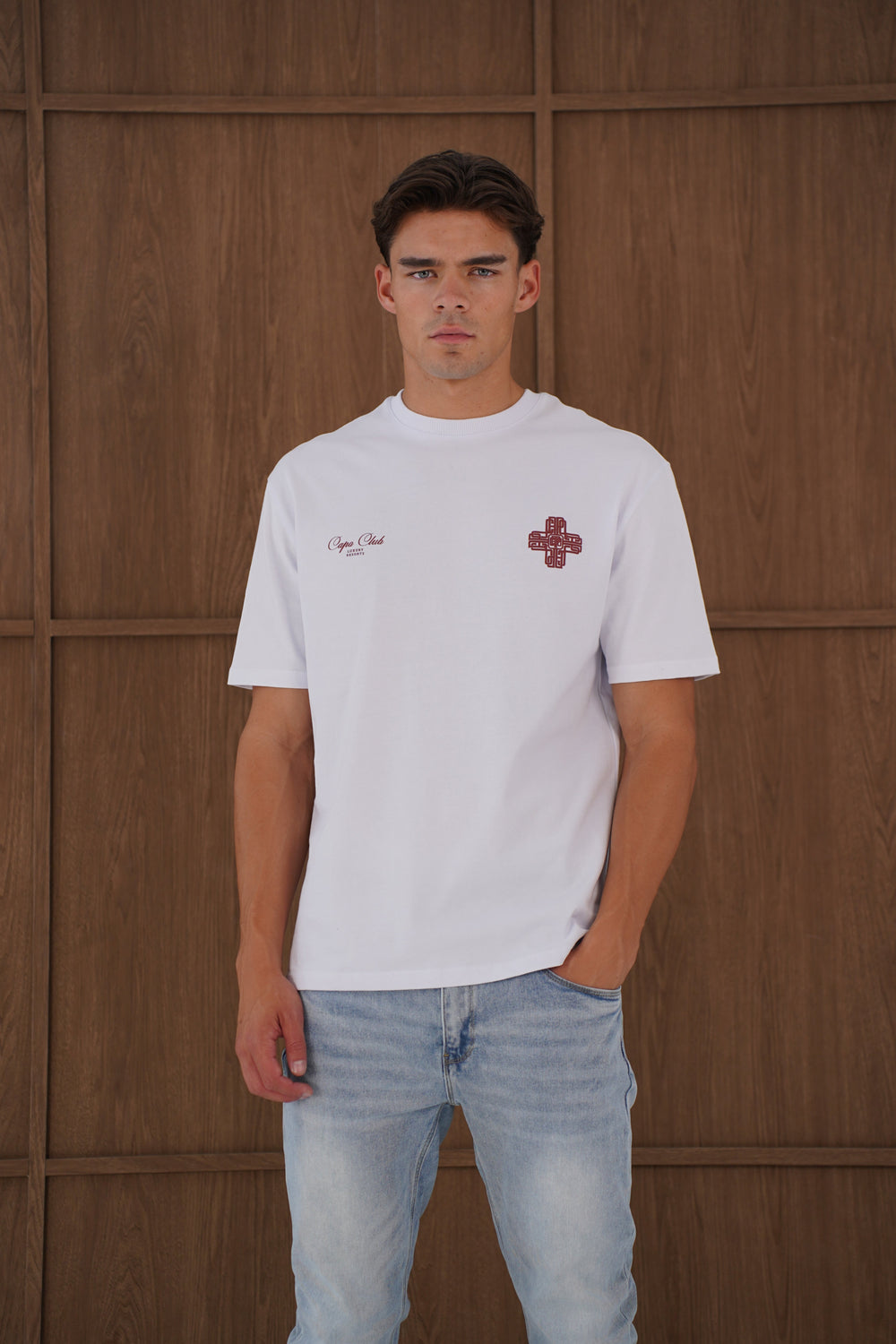 Capo Emblem T-Shirt - White/Burgundy