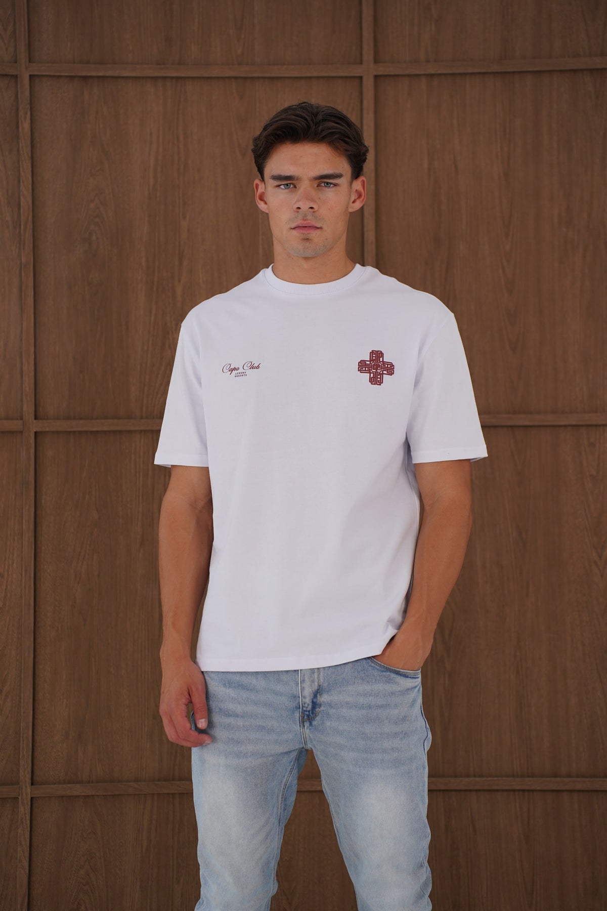 Capo Emblem T-Shirt - White/Burgundy