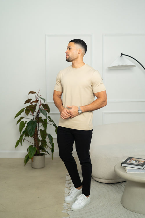 Capo Crew Neck Every Day Cotton T-Shirt - Stone