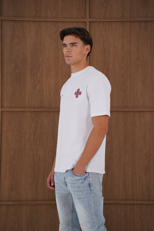 Capo Emblem T-Shirt - White/Burgundy