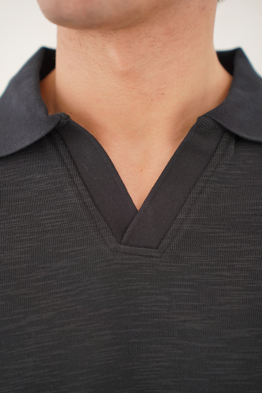 Capo Jersey Slub Cuban Polo Shirt - Black