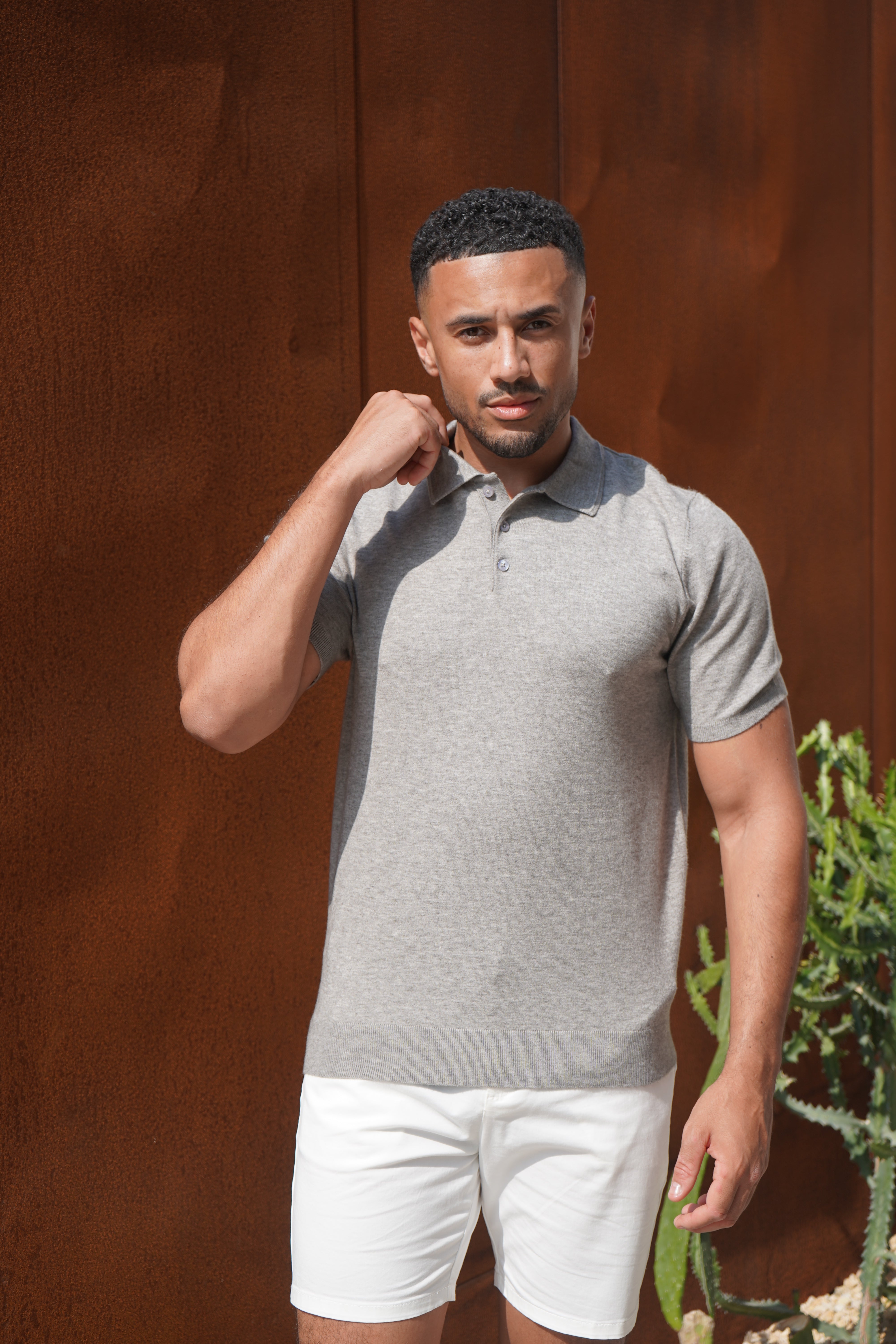 Capo Button Up SS Polo Shirt - Grey