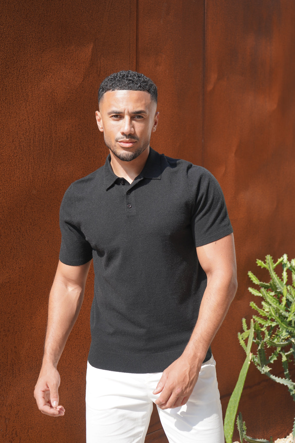 Capo Button Up SS Polo Shirt - Black