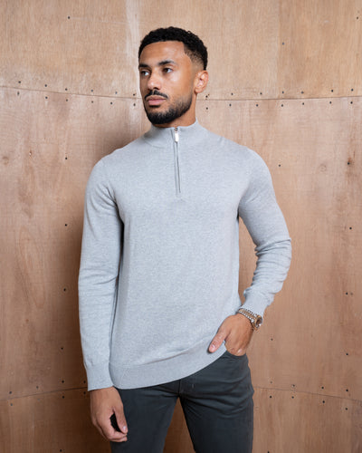 Capo Egyptian Cotton 1/4 Zip Top - Grey