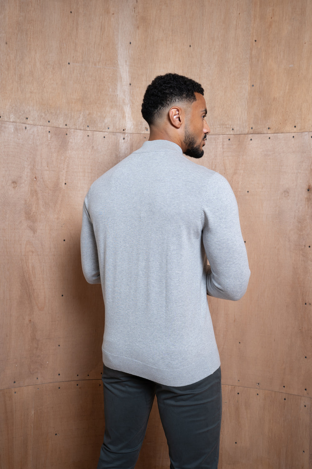 Capo Egyptian Cotton 1/4 Zip Top - Grey Marl