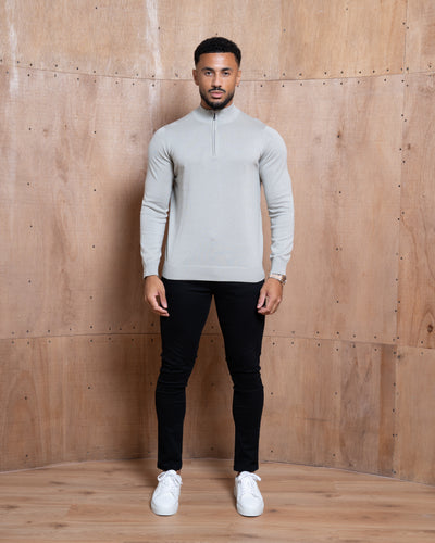 Capo Egyptian Cotton 1/4 Zip Top - Stone