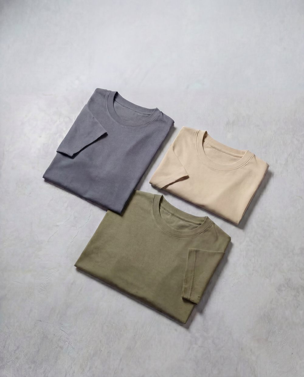 Capo Crew Neck Cotton T-Shirt 3-Pack - Slate Grey, Stone & Olive