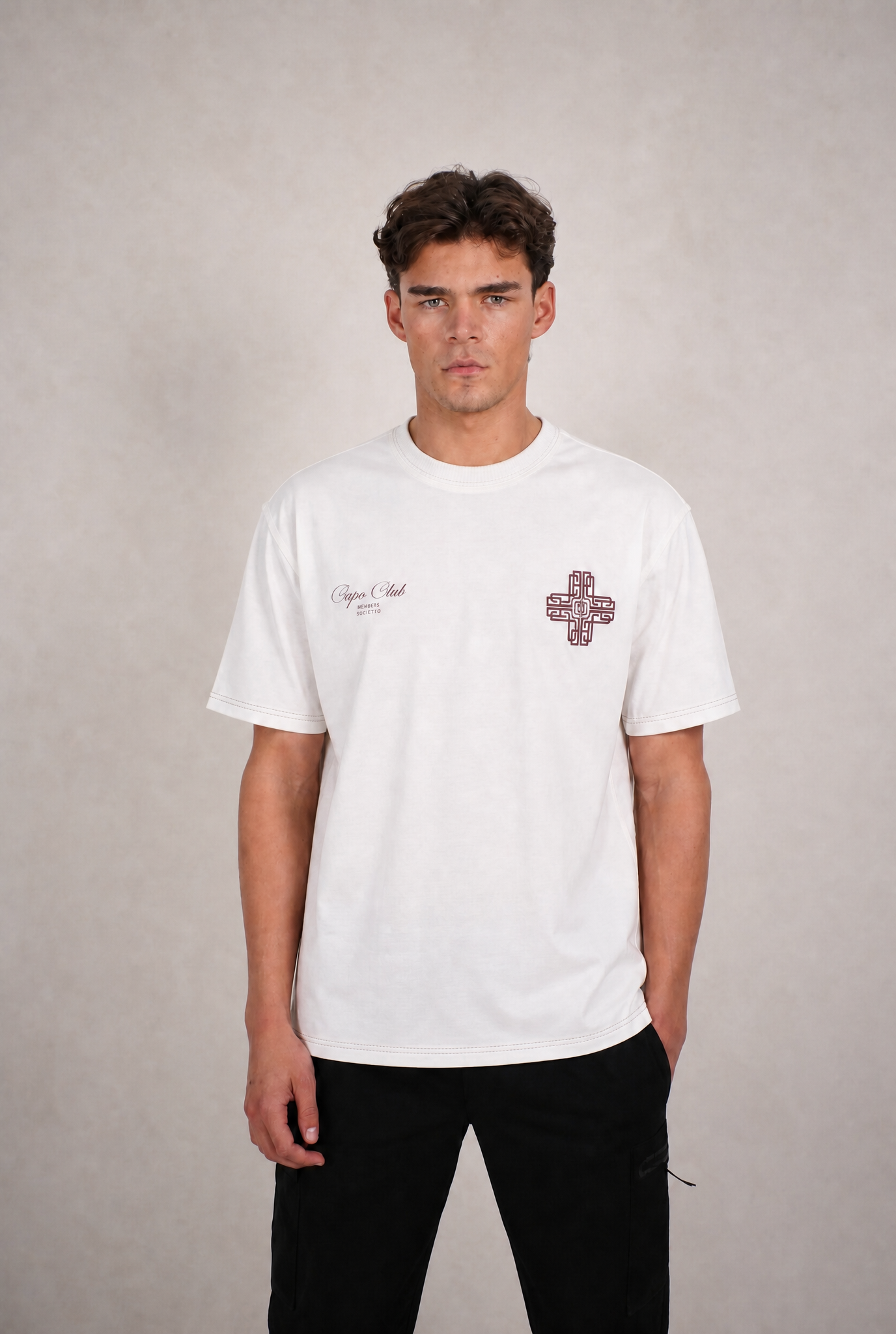 Capo Emblem T-Shirt - White/Burgundy