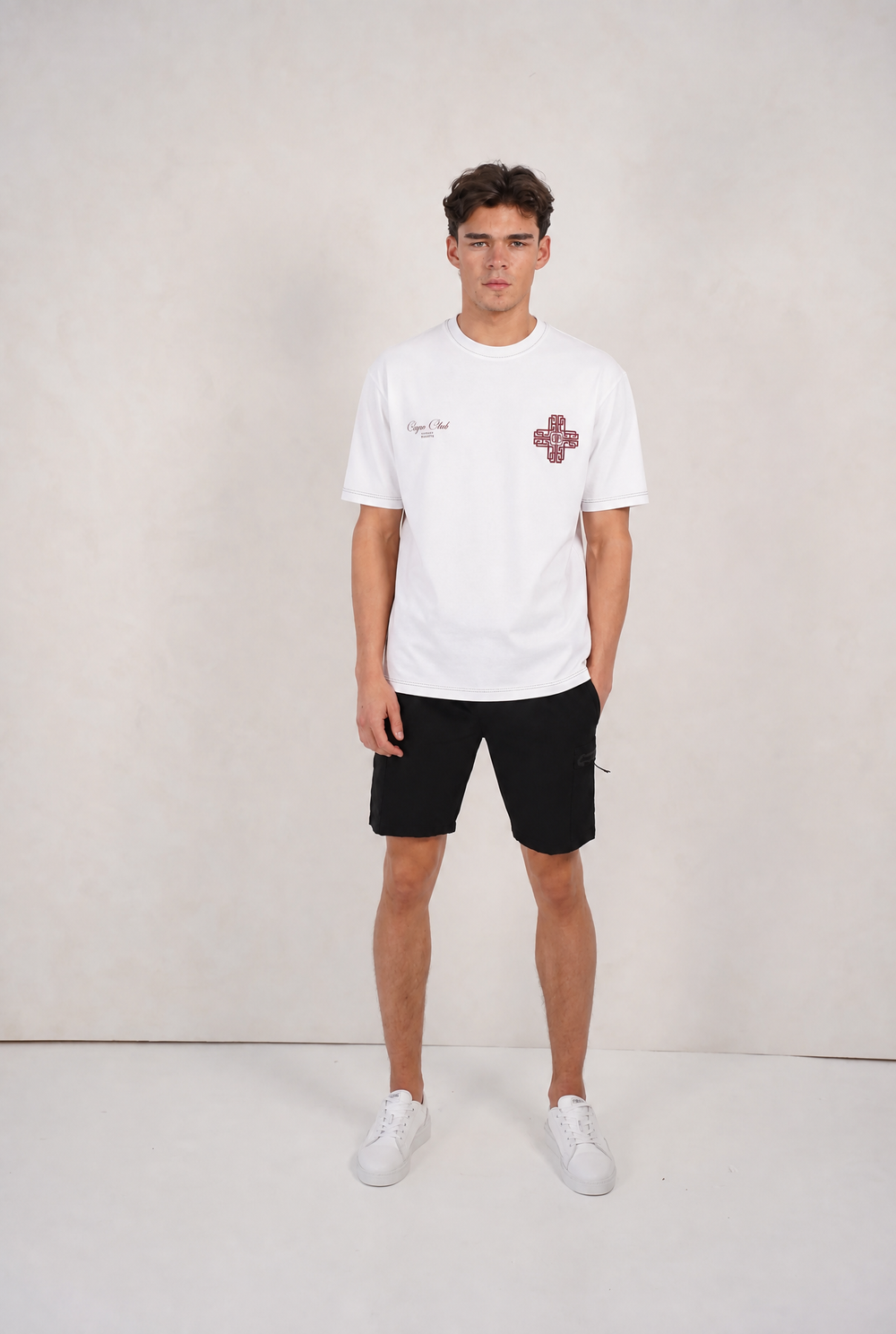 Capo Emblem T-Shirt - White/Burgundy