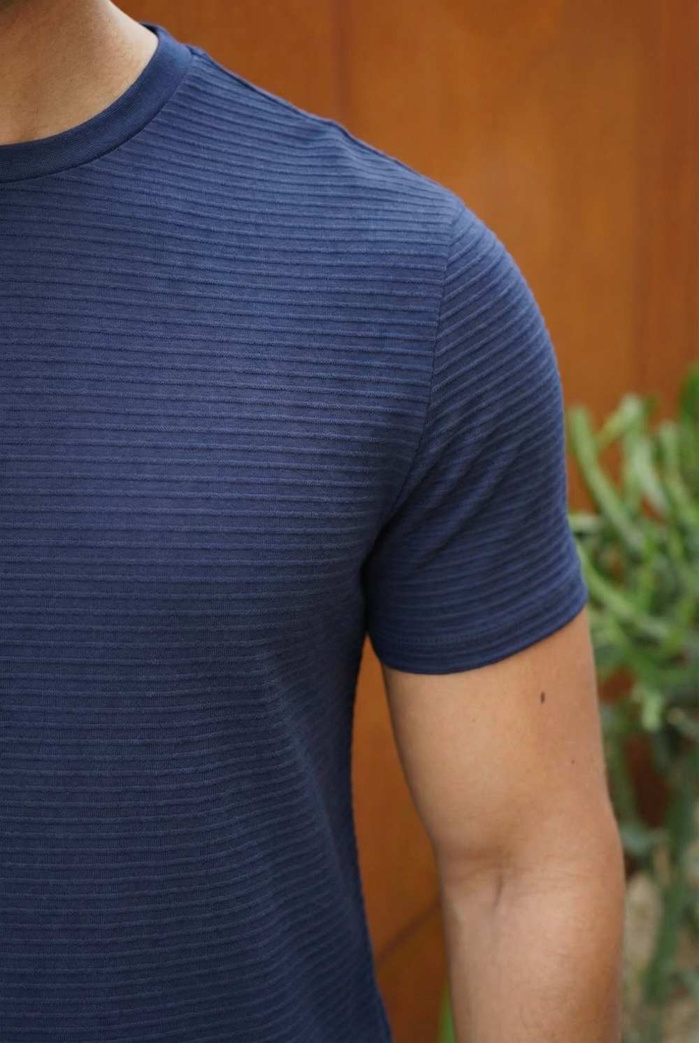 Capo Mercerised Ribbed T-Shirt - Navy