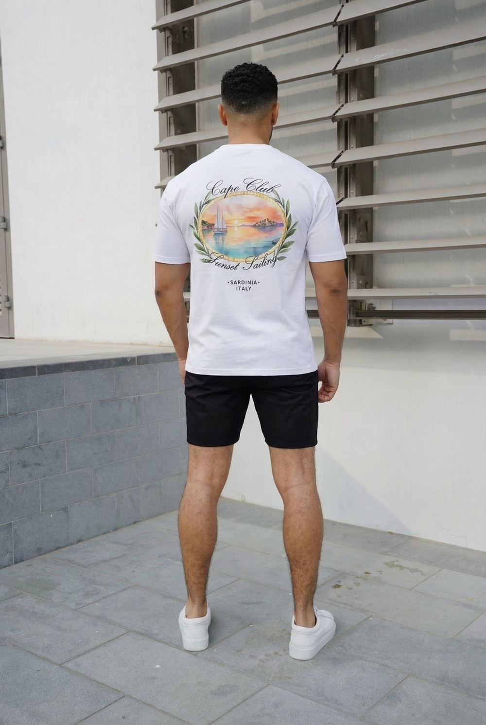 Capo Sunset Sailing Printed T-Shirt - White