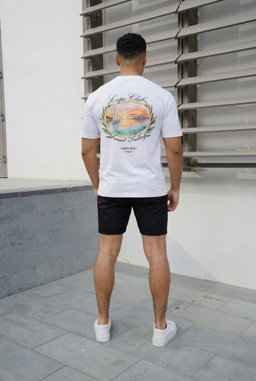 Capo Sunset Sailing Printed T-Shirt - White