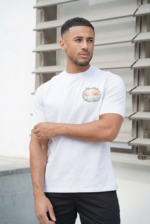 Capo Sunset Sailing Printed T-Shirt - White