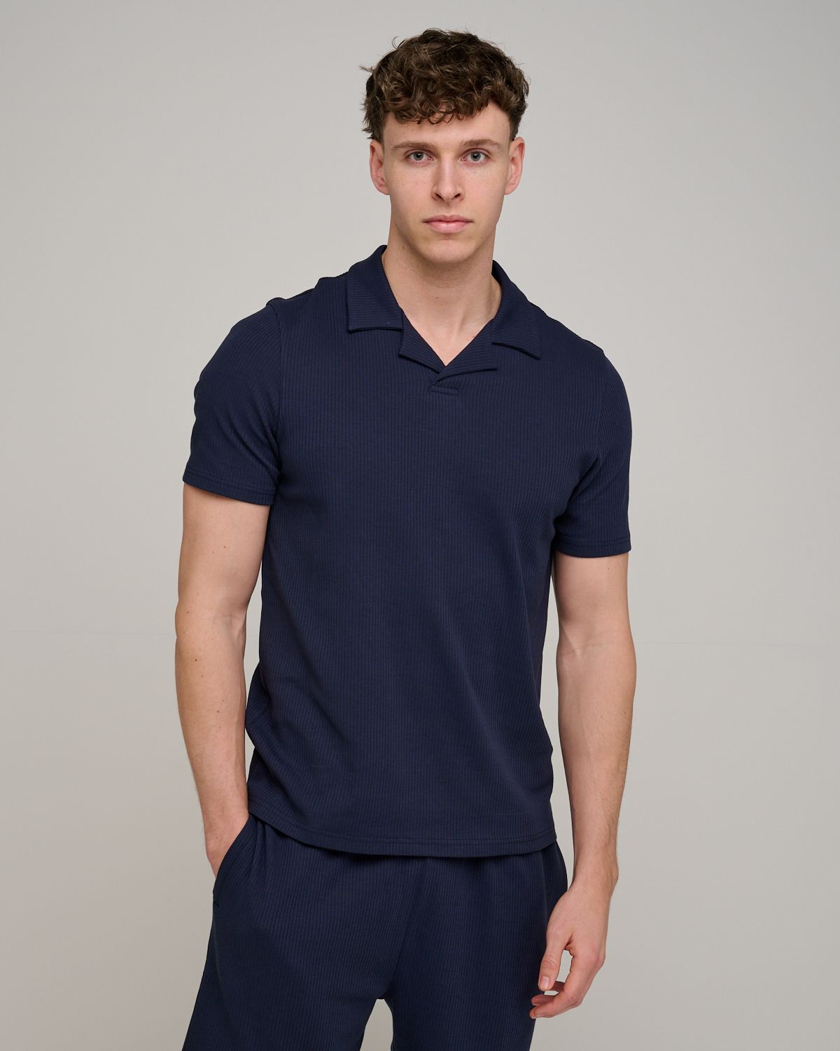 Capo Pleated Polo Shirt - Navy