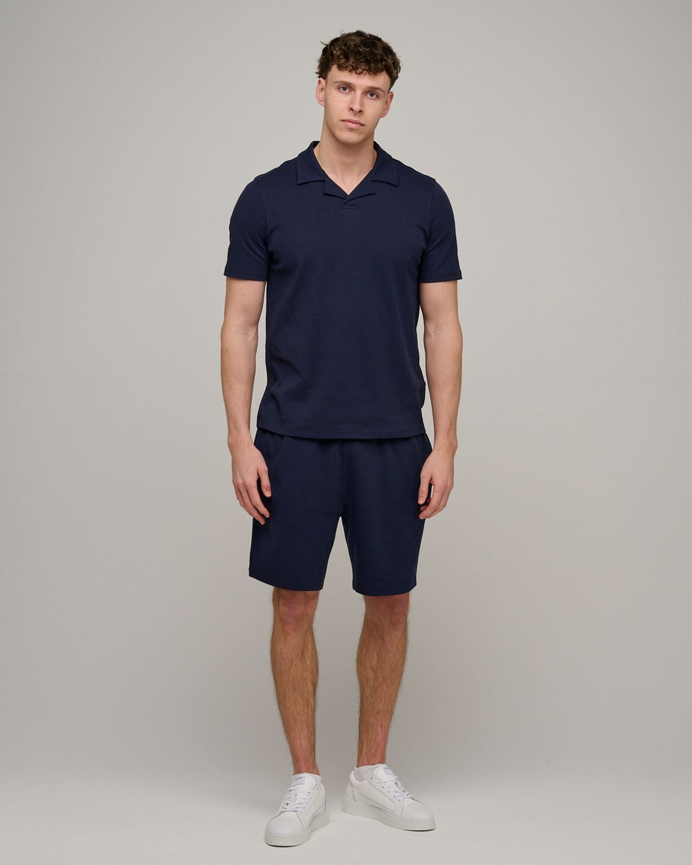 Capo Pleated Polo Shirt - Navy
