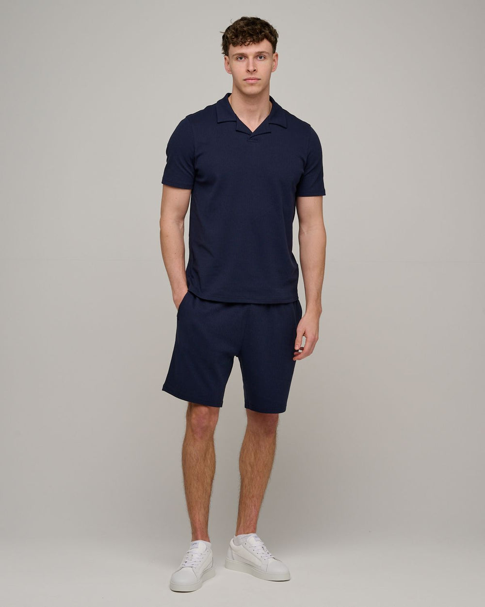 Capo Pleated Polo Shirt - Navy