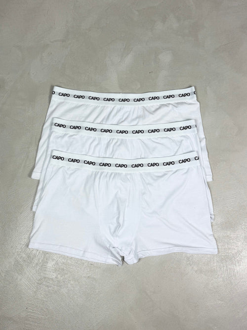 Capo Essential 3 Pack Boxer Shorts - White