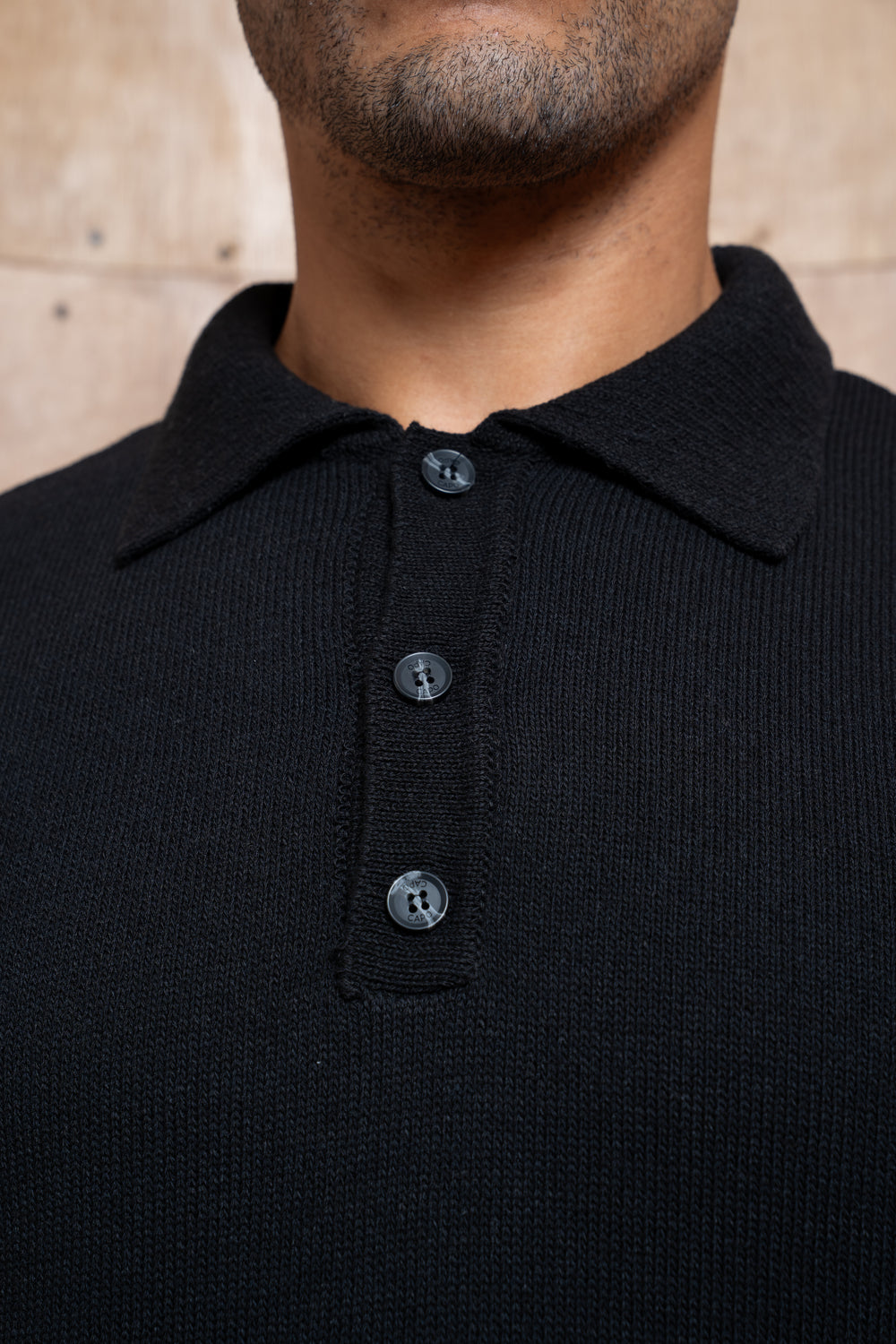 Capo Button LS Polo Shirt - Black