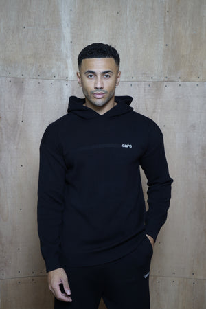 Capo Knitted Branded Hoodie - Black