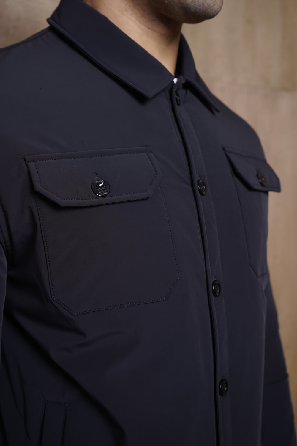 Capo Quilted Overshirt Jacket - Black