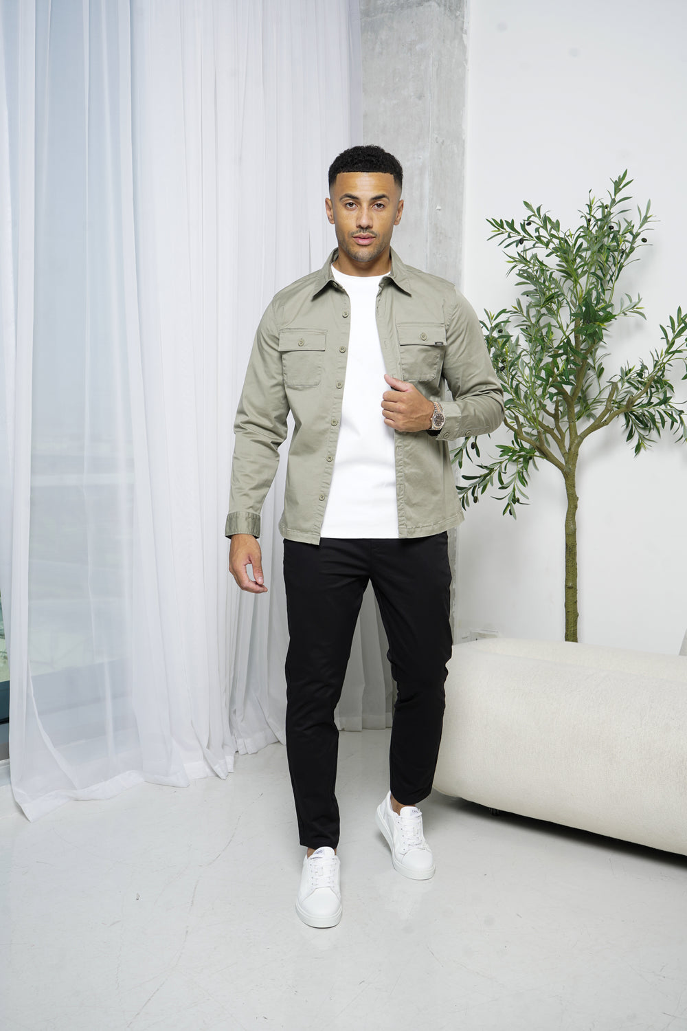 Capo Cotton Cargo Overshirt - Olive