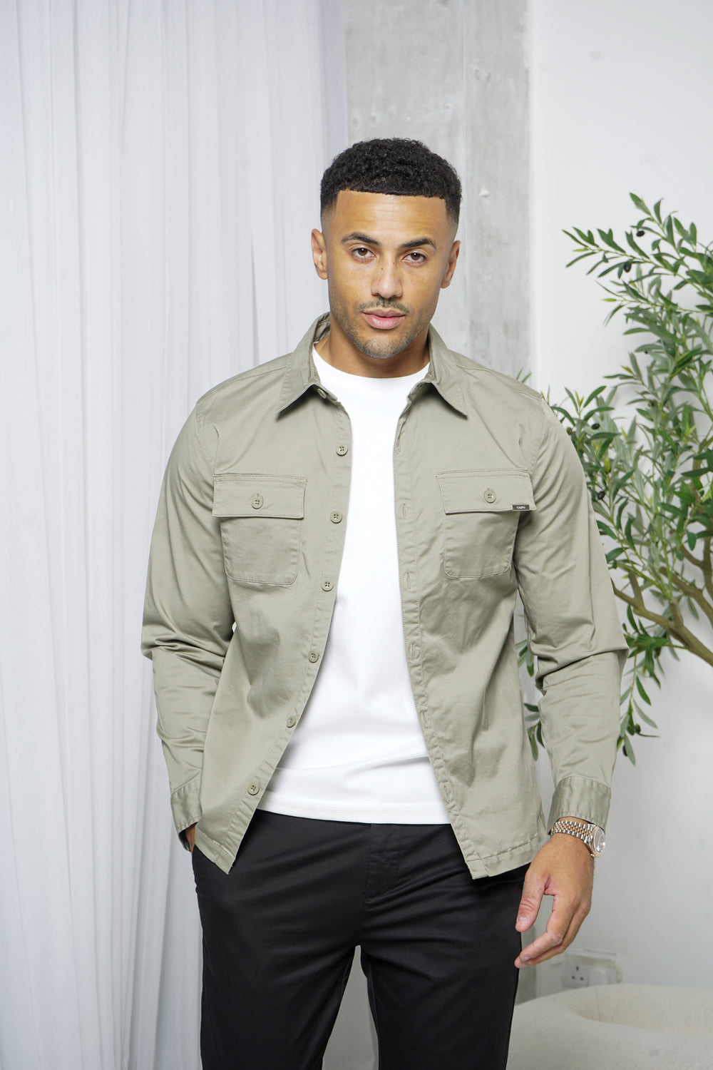 Capo Cotton Cargo Overshirt - Olive