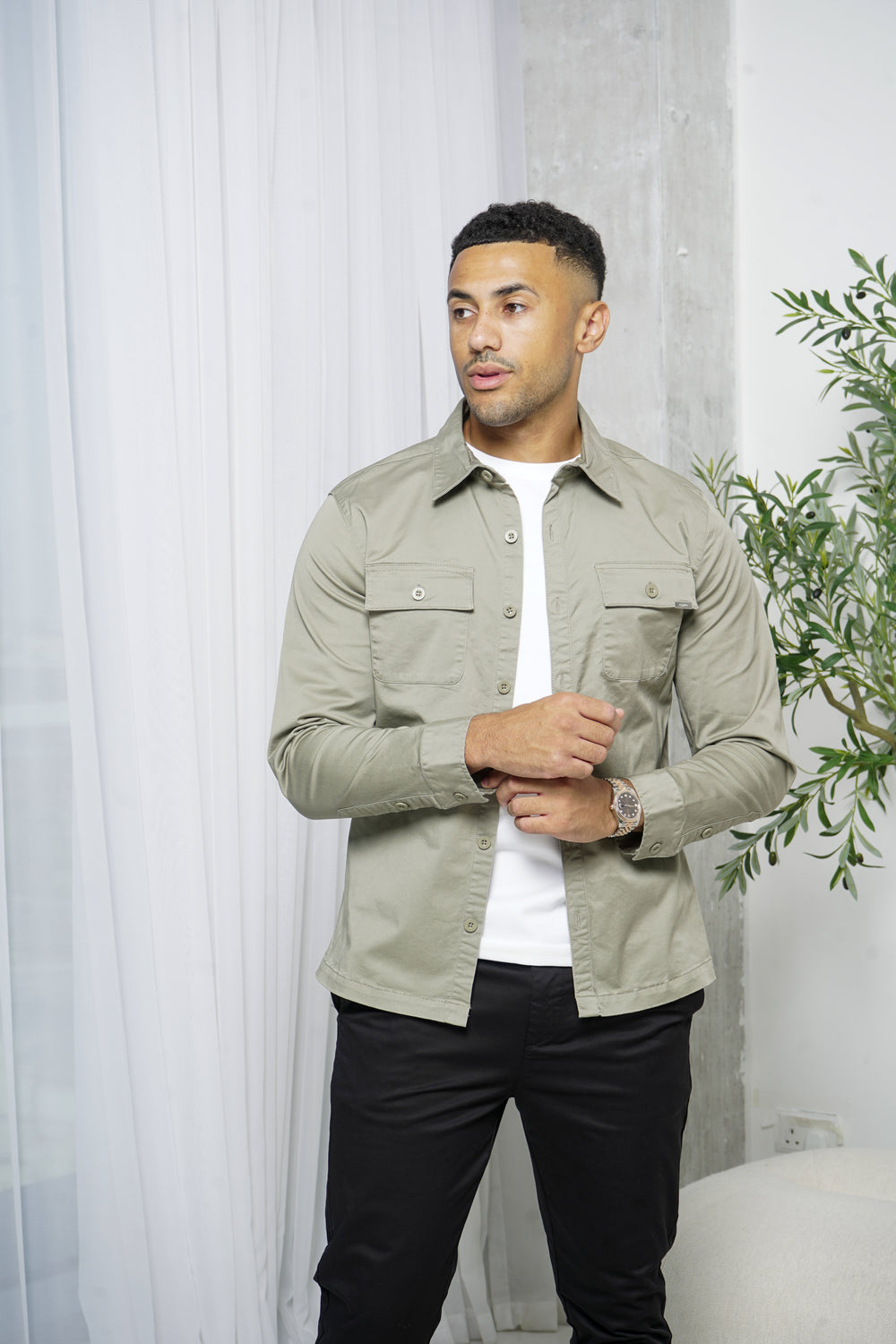 Capo Cotton Cargo Overshirt - Olive