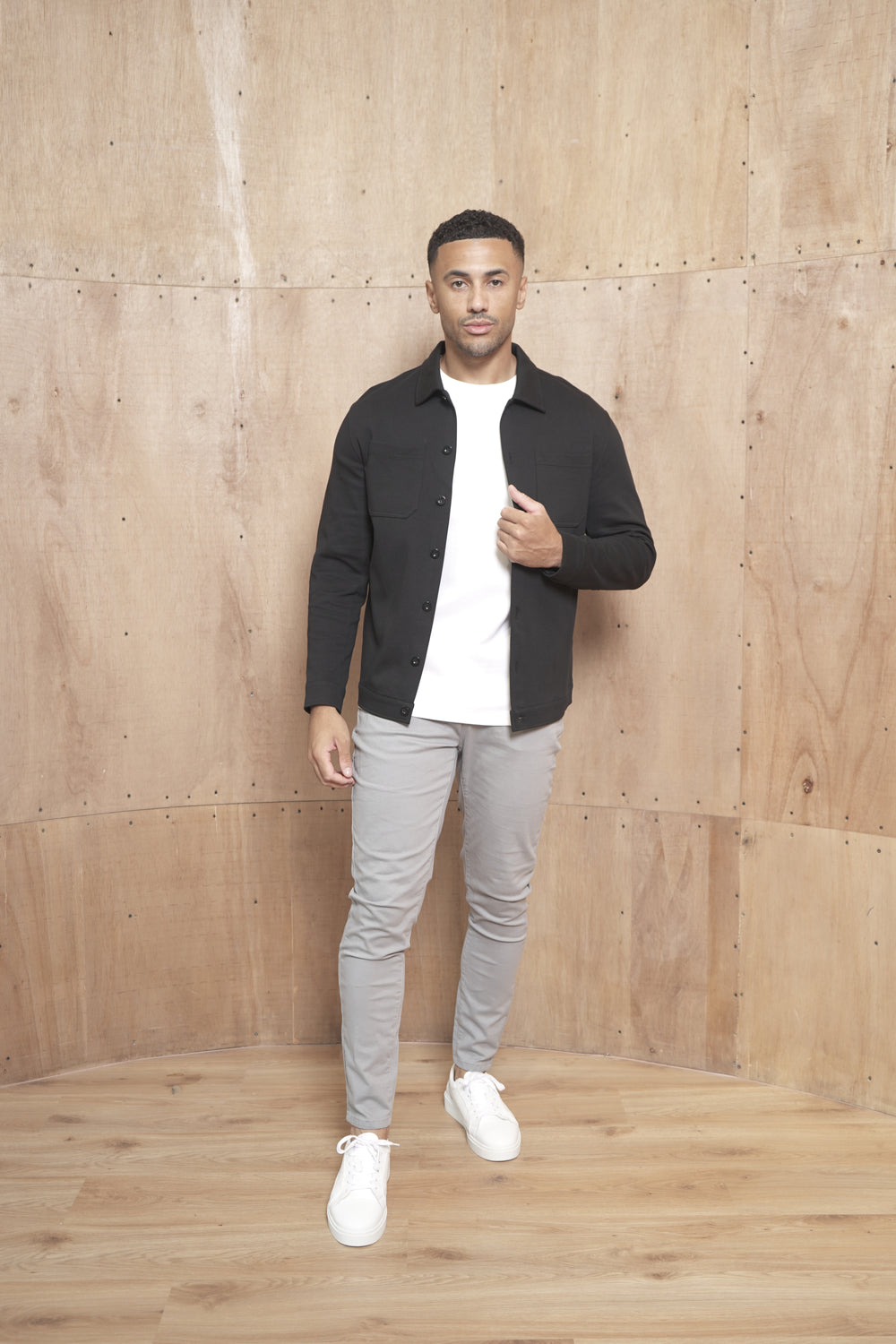 Capo Smart Button Overshirt - Black