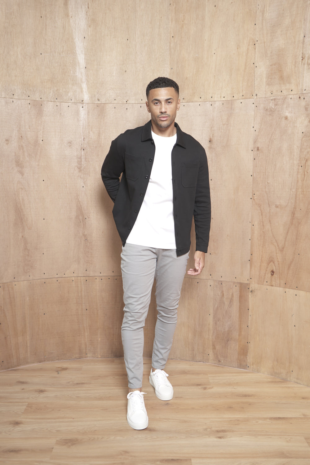 Capo Smart Button Overshirt - Black