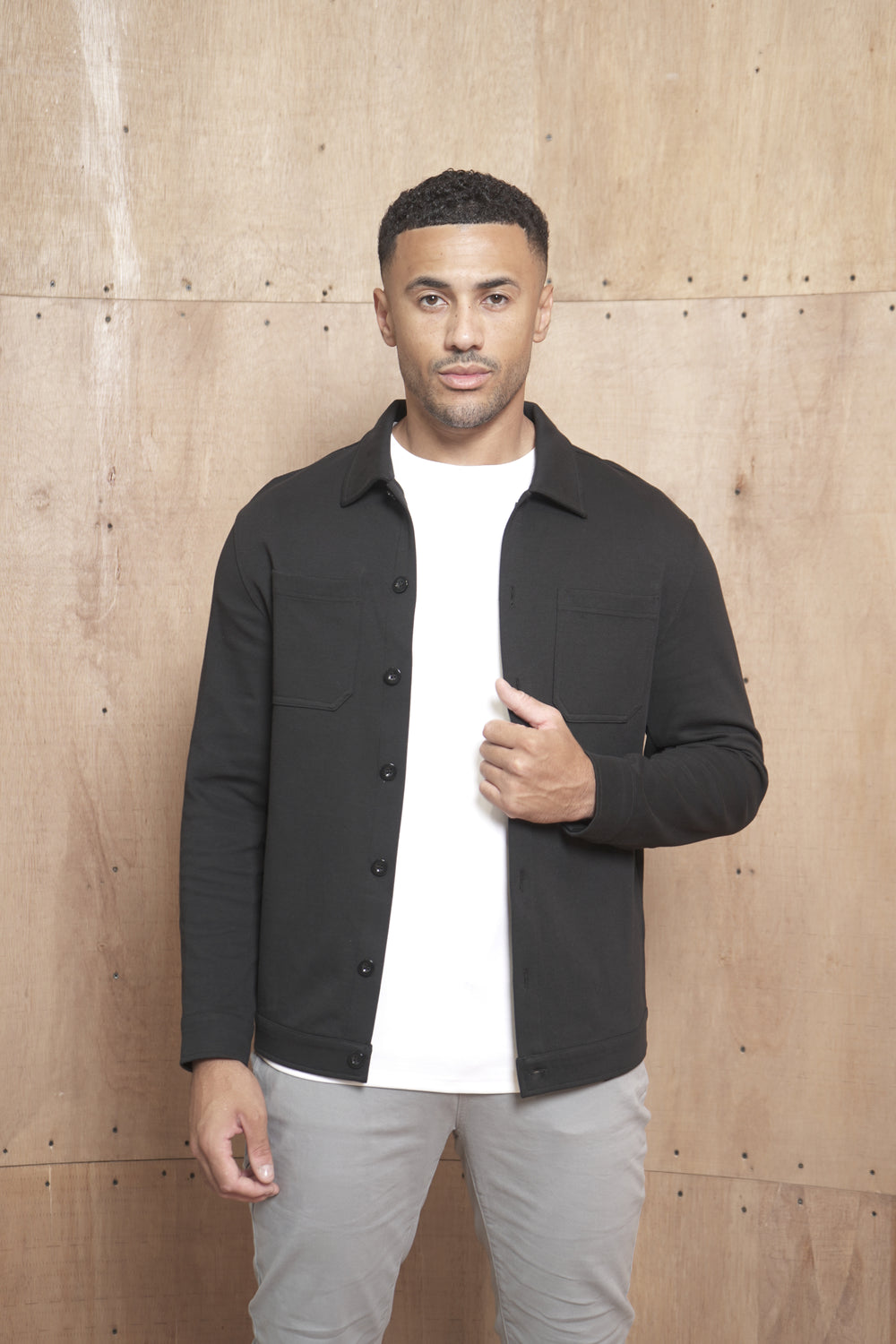 Capo Smart Button Overshirt - Black