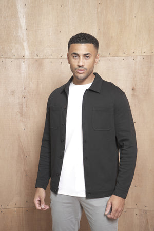 Capo Smart Button Overshirt - Black