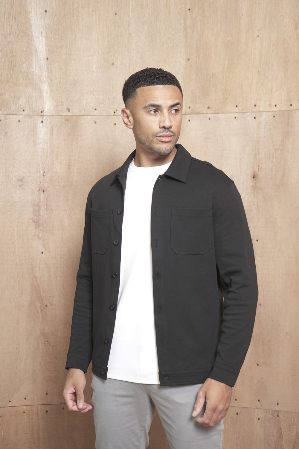 Capo Smart Button Overshirt - Black
