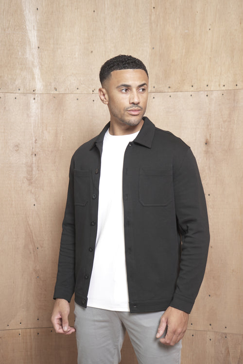 Capo Smart Button Overshirt - Black
