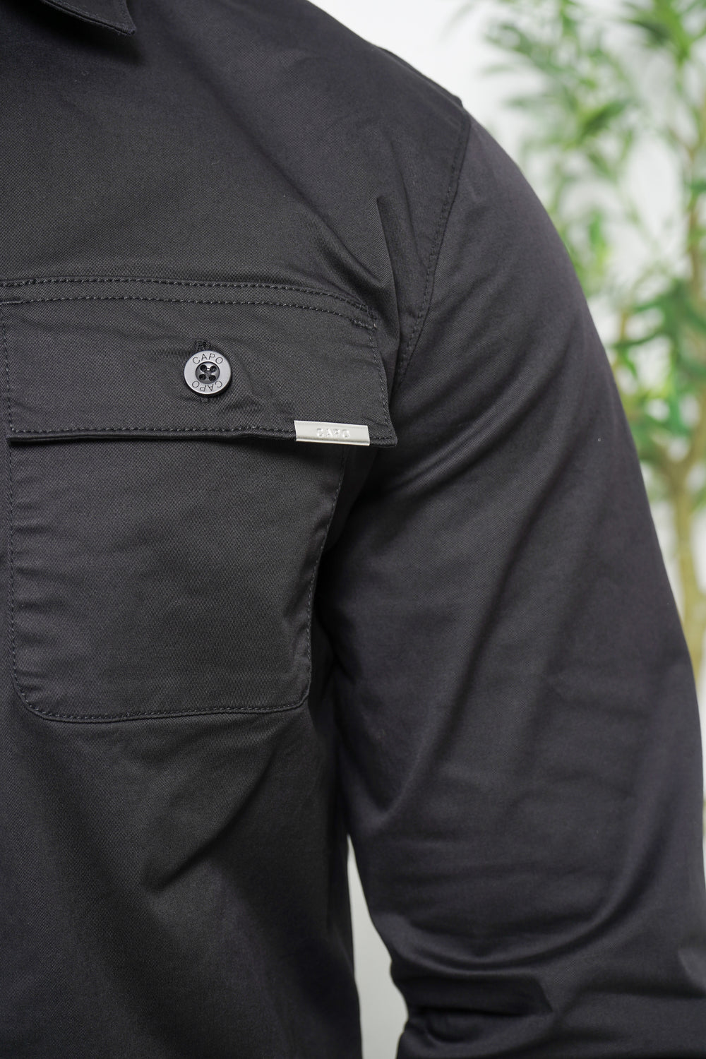 Capo Cotton Cargo Overshirt - Black