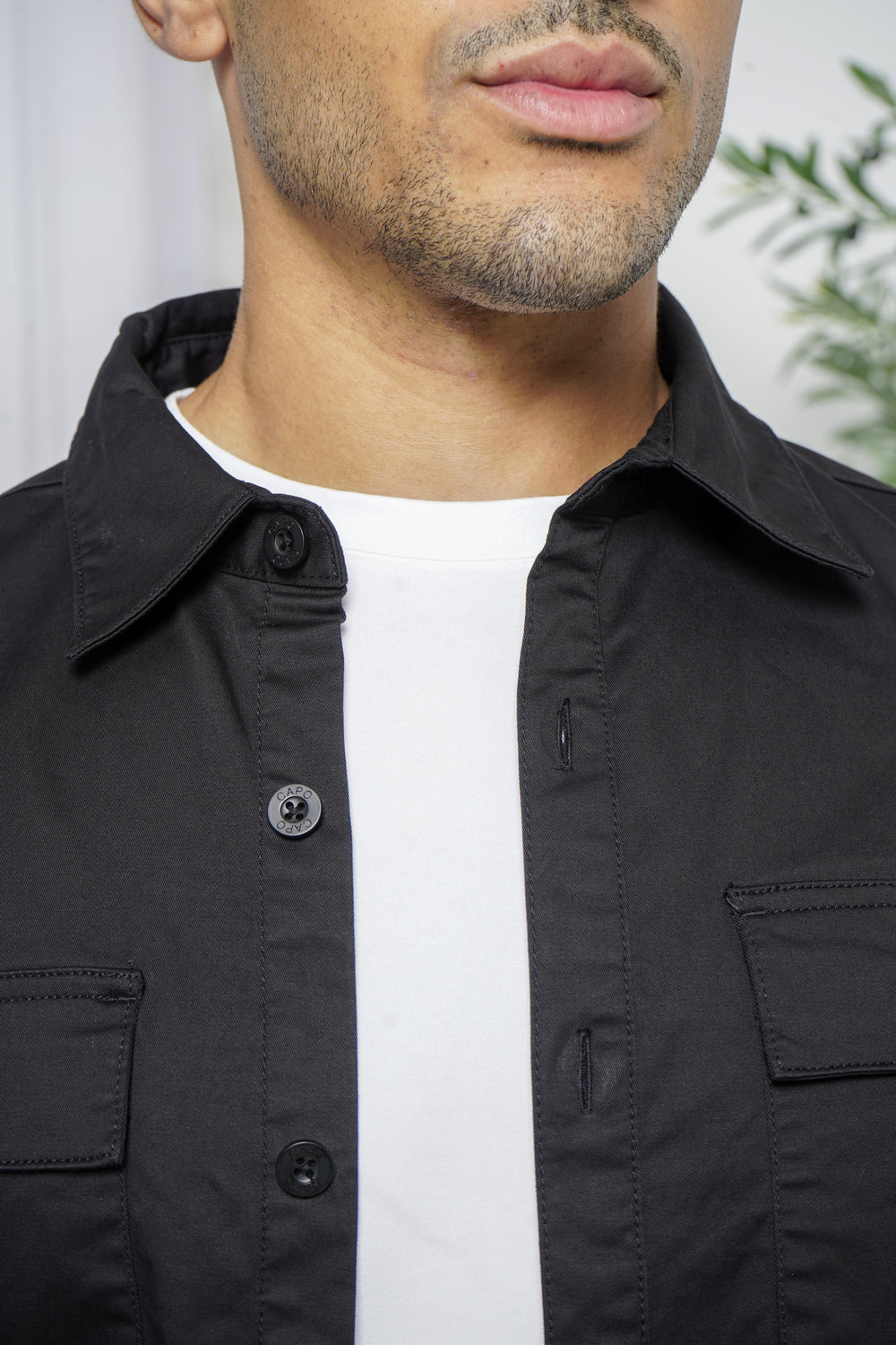 Capo Cotton Cargo Overshirt - Black