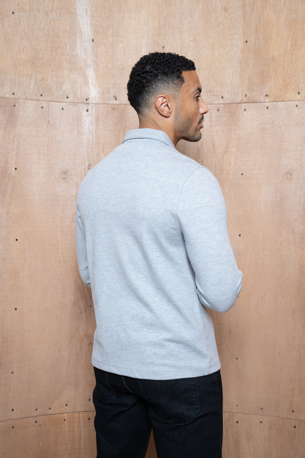Capo Joe Pique Zip Up Overshirt - Grey