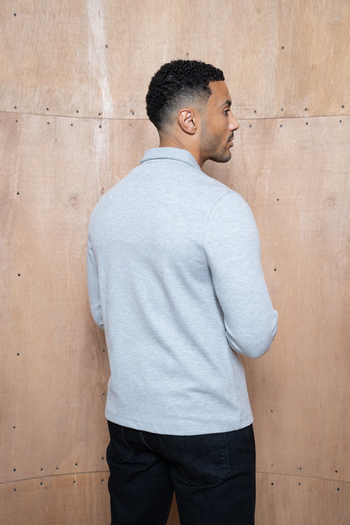 Capo Joe Pique Zip Up Overshirt - Grey