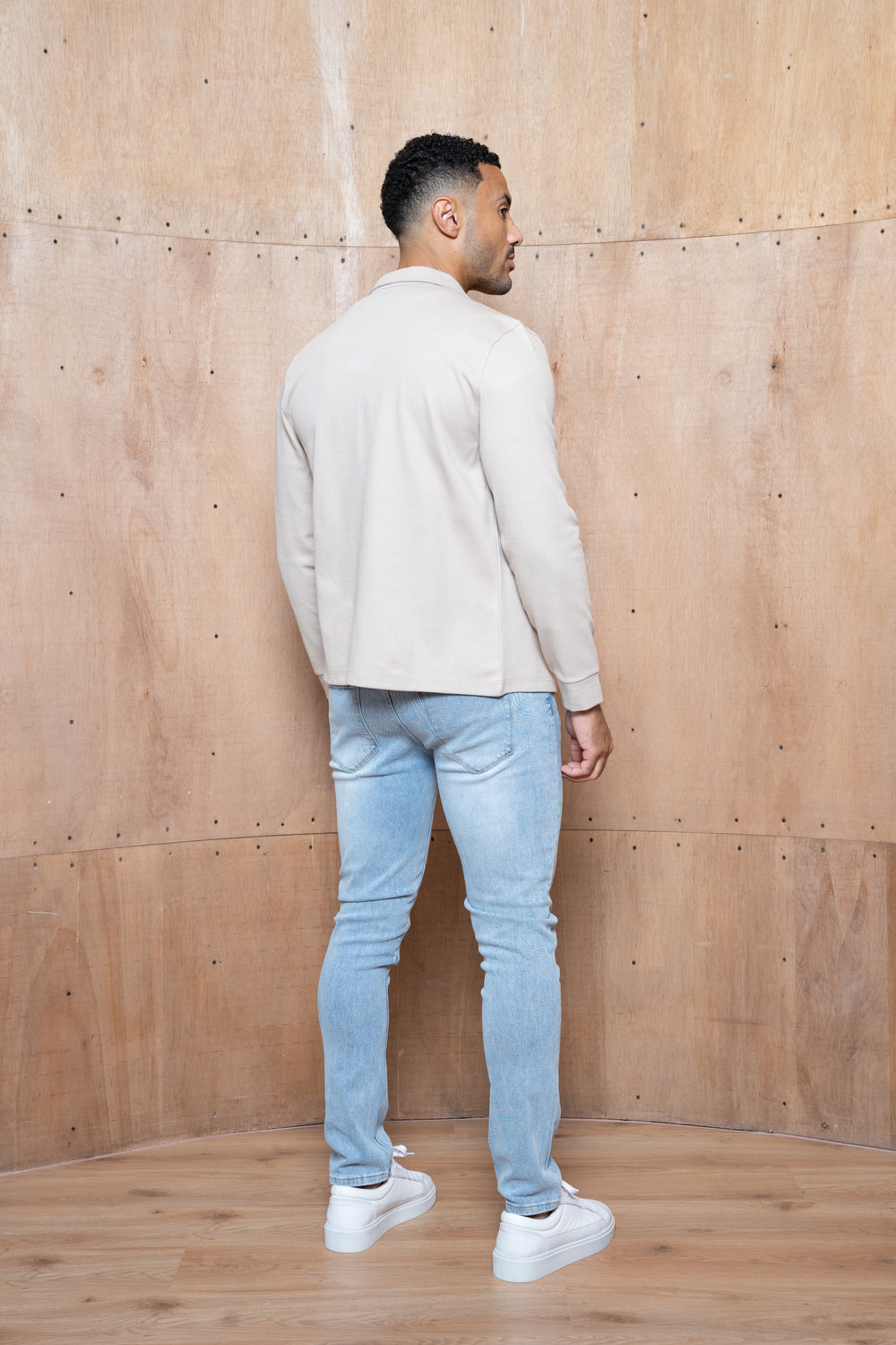 Capo Joe Pique Zip Up Overshirt - Stone