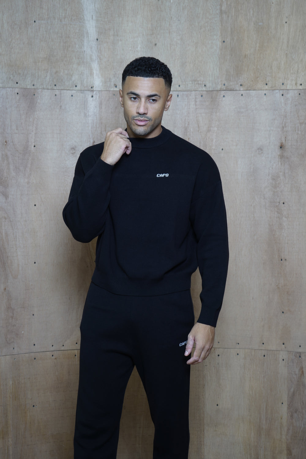 Capo Knitted Crew Sweater - Black