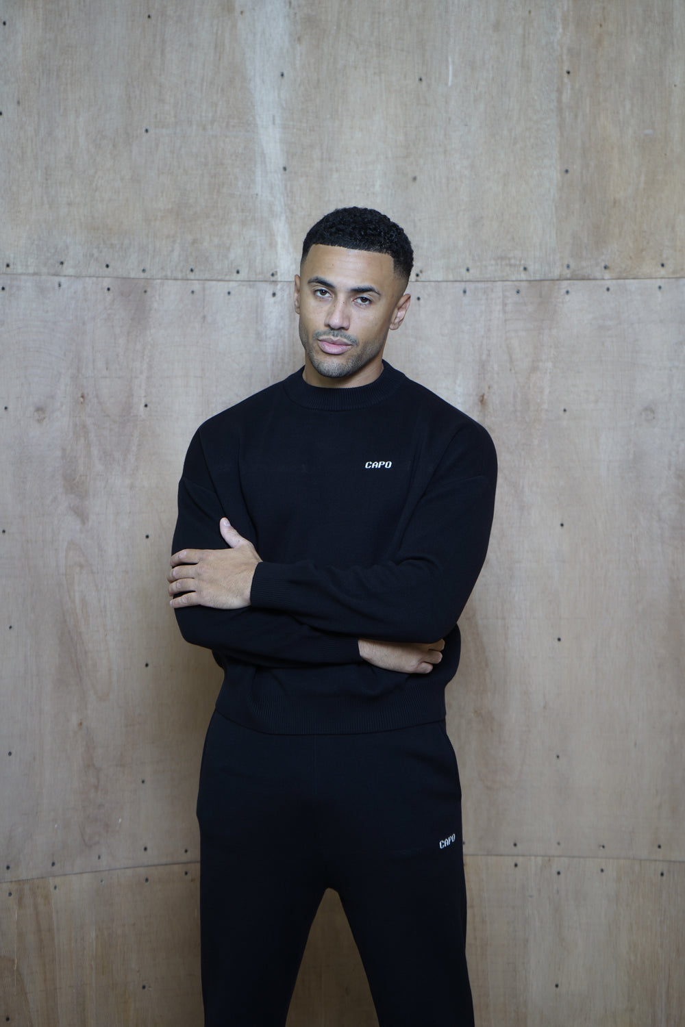 Capo Knitted Crew Sweater - Black