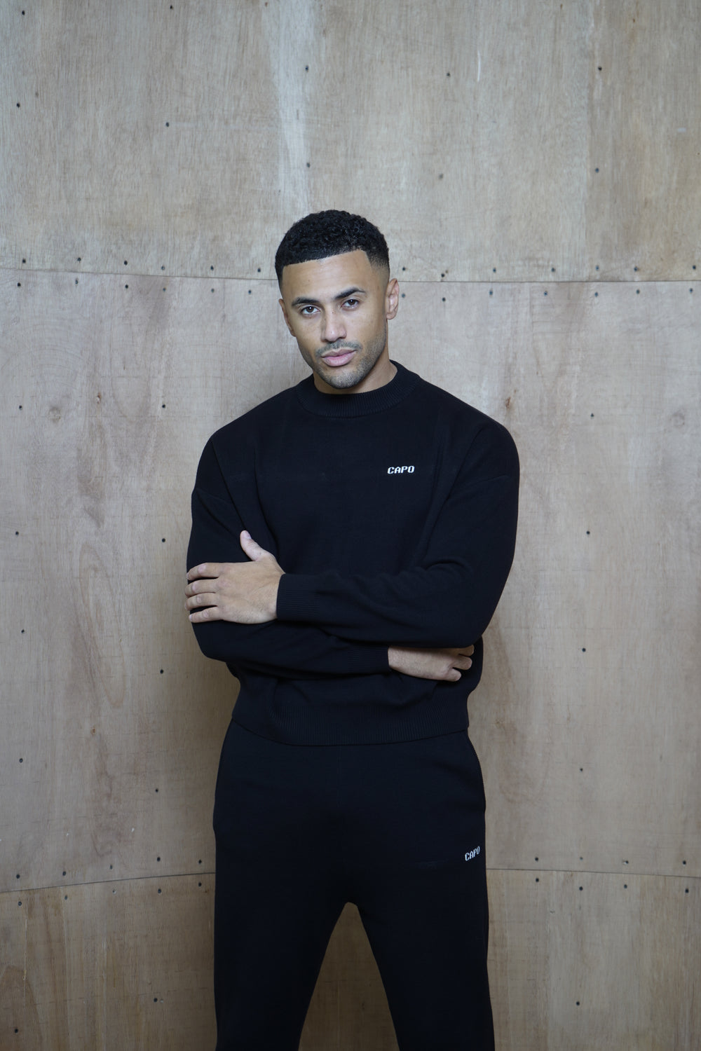 Capo Knitted Crew Sweater - Black