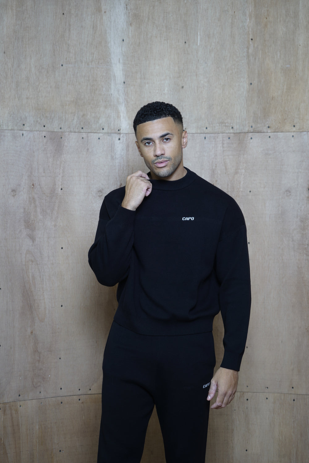 Capo Knitted Crew Sweater - Black