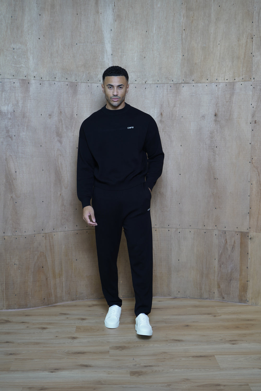 Capo Knitted Crew Sweater - Black