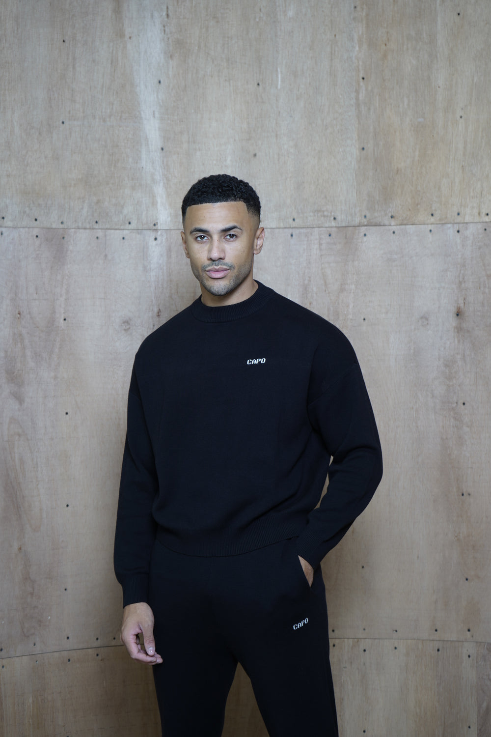Capo Knitted Crew Sweater - Black