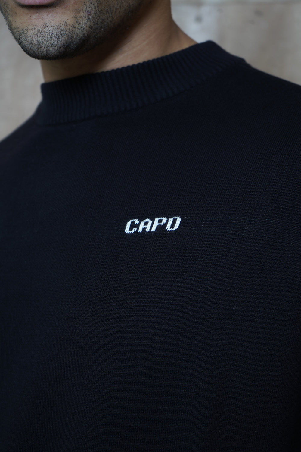 Capo Knitted Crew Sweater - Black