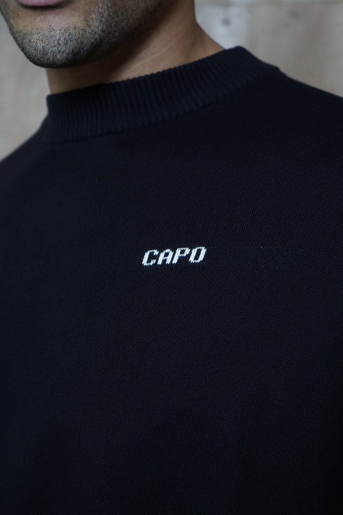 Capo Knitted Crew Sweater - Black