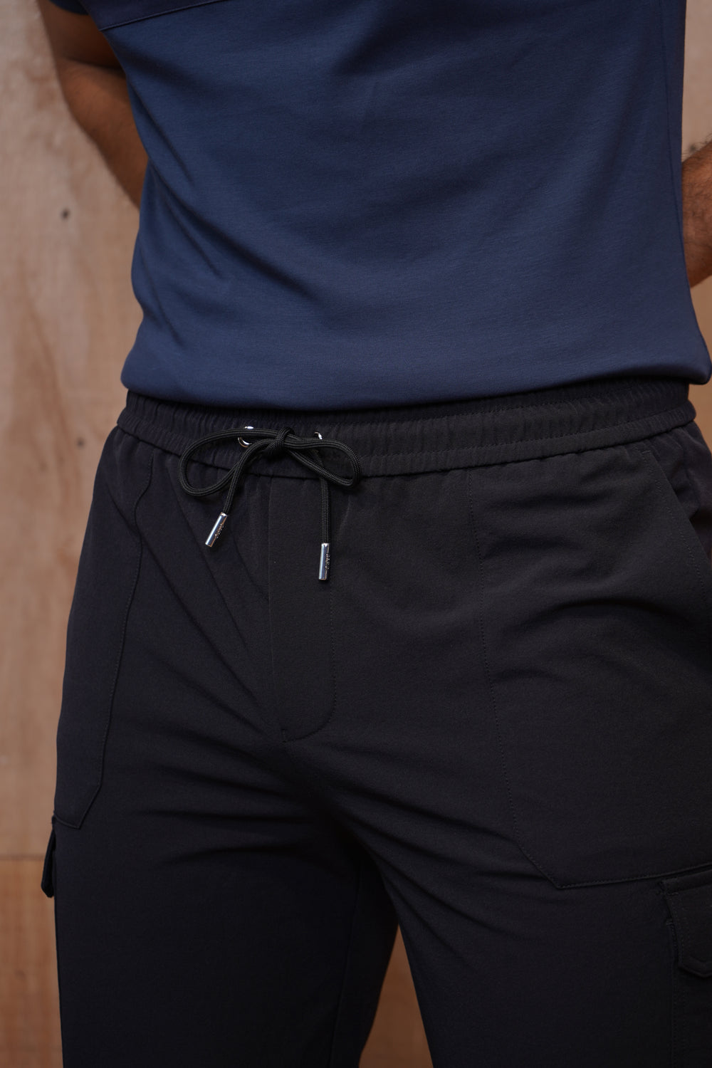 Capo Smart Cuffed Cargo Pants - Black