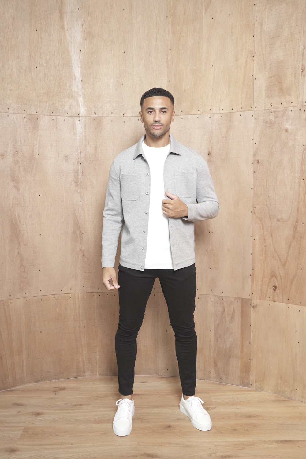 Capo Smart Button Overshirt - Light Grey