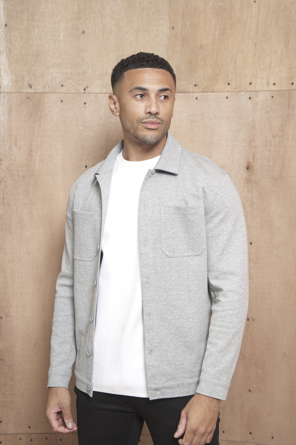 Capo Smart Button Overshirt - Light Grey