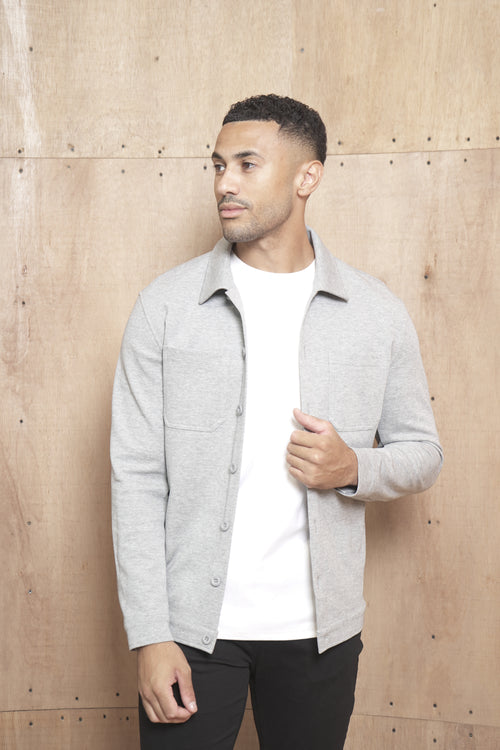 Capo Smart Button Overshirt - Light Grey
